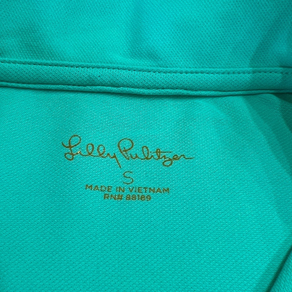 Lilly Pulitzer Bright Green Stretch Pullover Polo Shirt Small - Picture 8 of 11